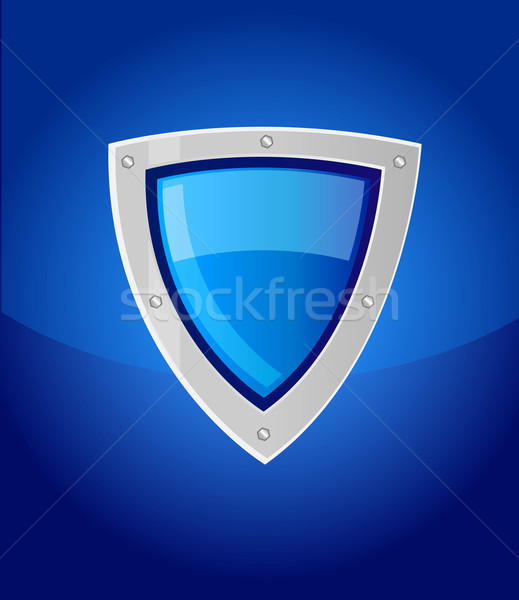 Vetor escudo azul segurança reflexão prata Foto stock © X-etra