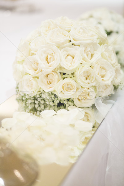 Boeket witte tabel bloemen bruiloft schoonheid Stockfoto © x3mwoman