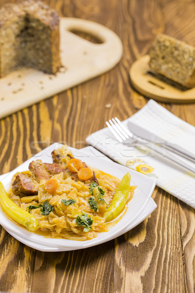 Cooked Cabbage with Carrots, Hot Peppers, Parsley, Integral Sunf Stock photo © x3mwoman