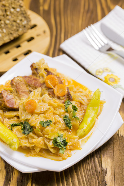 Cooked Cabbage with Carrots, Hot Peppers, Parsley, Integral Sunf Stock photo © x3mwoman