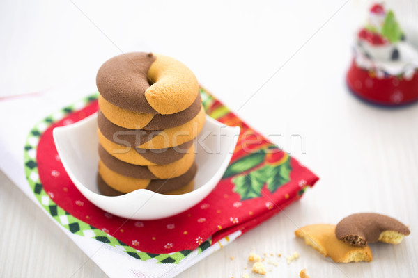 Duo tone Donut Cookies for New Year's Day with Christmas decorat Stock photo © x3mwoman