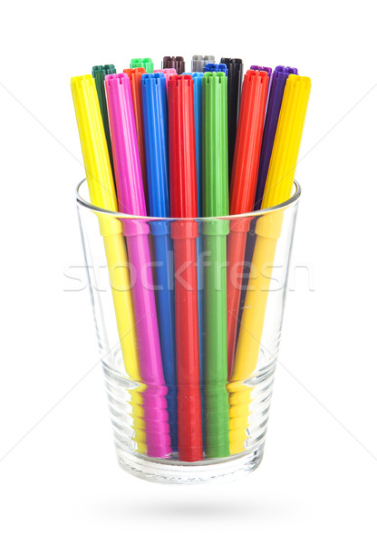 colorfull felt-tipped pens in a glass, isolated  Stock photo © xamtiw