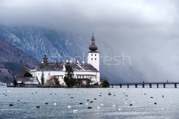 Monastery on the island of alpine lake in Gmunden by Salzburg, Austria Stock photo © Xantana