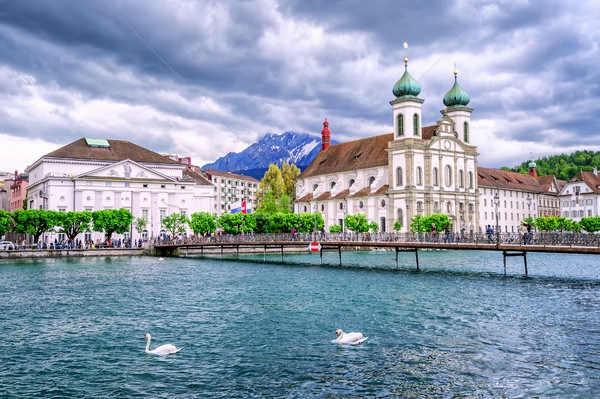 Lucerne, Switzerland, Jesuite churche and Mount Pilatus Stock photo © Xantana