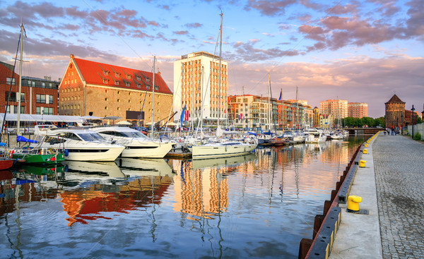 Yachts in old town port of Gdansk, Poland Stock photo © Xantana