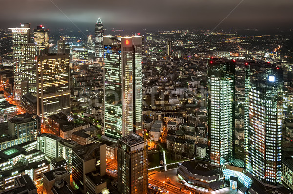 Wieżowce Frankfurt główny Niemcy noc Zdjęcia stock © Xantana