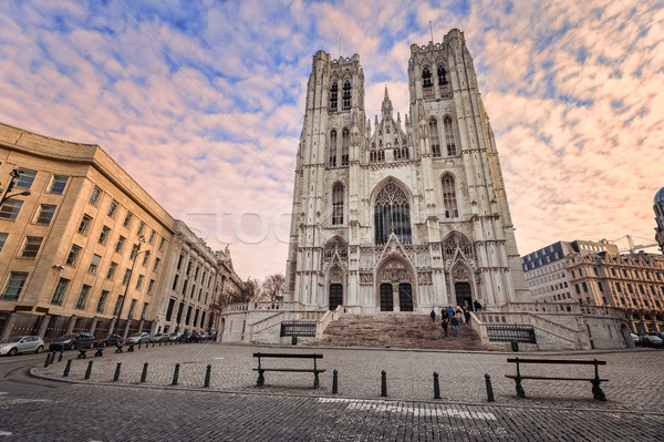 Gothic style Cathedral of Brussels, Belgium Stock photo © Xantana