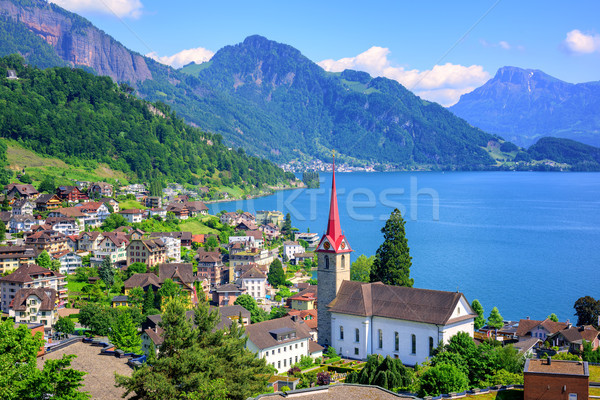 Lake Lucerne and Alps mountains by Weggis, Switzerland Stock photo © Xantana