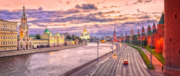 Moscow skyline at red evening light, Russian Federation Stock photo © Xantana