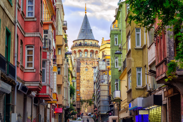 Foto stock: Torre · barrio · antiguo · Estambul · Turquía · calle · ciudad