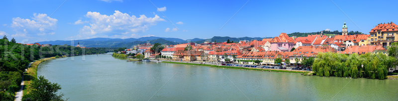 Panorama of the old town Maribor on Drava river, Slovenia Stock photo © Xantana