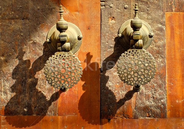 Moroccan decorated bronze door knobs, Morocco Stock photo © Xantana