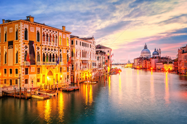 The Grand Canal and basilica Santa Maria della Salute on sunrise Stock photo © Xantana