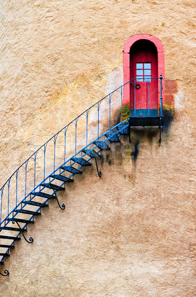 Dekore edilmiş merdiven kapı duvar demir Stok fotoğraf © Xantana