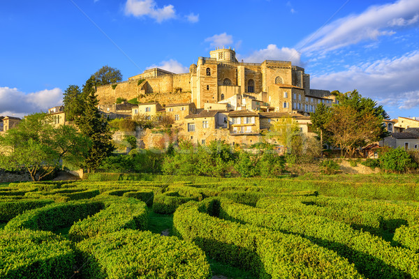 Labyrinth garden and castle Grignan, Drome, France Stock photo © Xantana