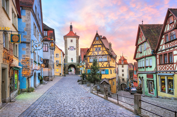 Colorful half-timbered houses in Rothenburg ob der Tauber, Germa Stock photo © Xantana