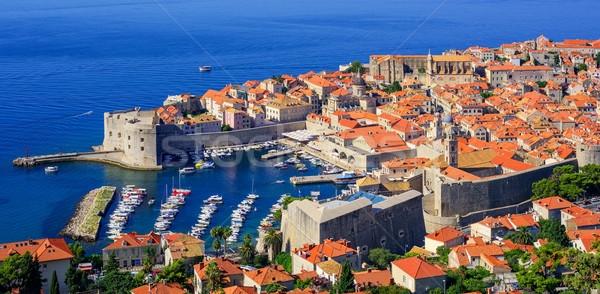 Geschichtlich Altstadt Port Dubrovnik Kroatien rot Stock foto © Xantana