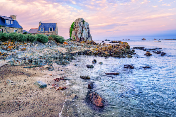 Atlantic beach on the Pink Granite Coast, Brittany, France Stock photo © Xantana