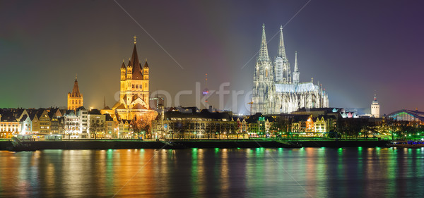 Noche panorámica vista colonia Alemania panorama Foto stock © Xantana