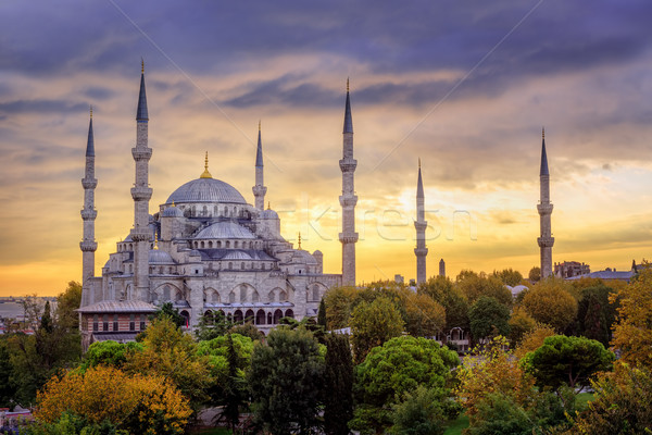 Albastru moschee Istambul Turcia apus dramatic Imagine de stoc © Xantana