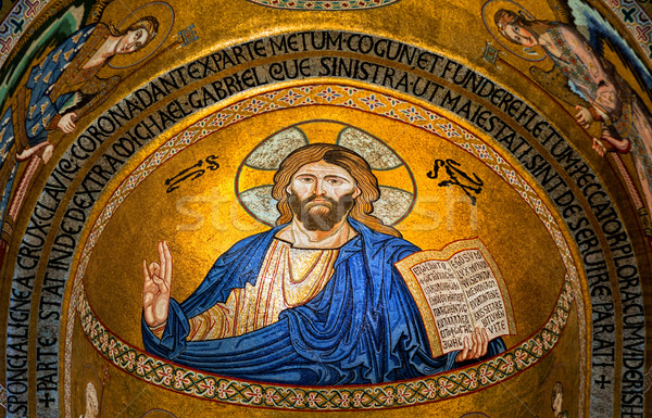Jézus Krisztus mozaik ikon katedrális Biblia Stock fotó © Xantana