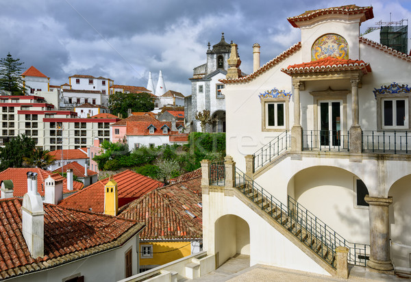 Sintra town, Portugal, the National Palace in background Stock photo © Xantana