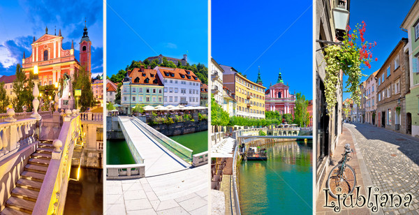 City of Ljubljana tourist postcard with name label  Stock photo © xbrchx