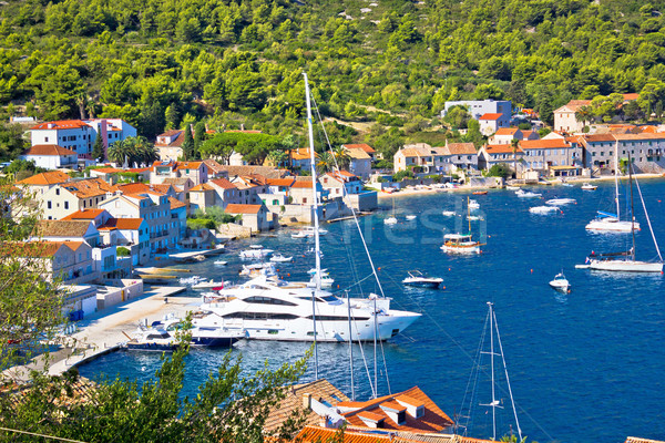 Island of Vis yachting bay aerial view  Stock photo © xbrchx