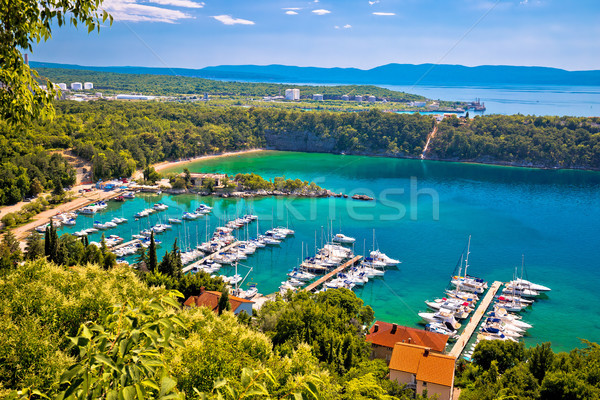 Town of Omisalj bay beach and marina view Stock photo © xbrchx