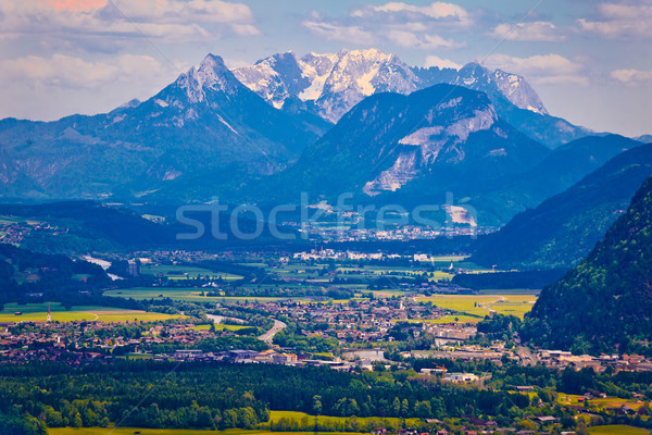 Inn river valley and Kaiser mountains view Stock photo © xbrchx