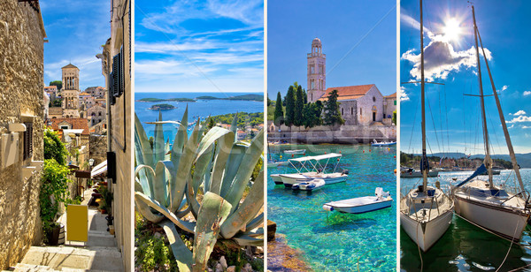 Island of Hvar tourist collage Stock photo © xbrchx