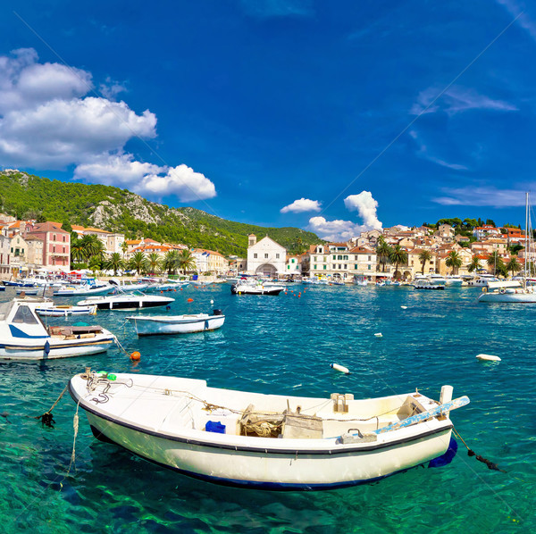 Turquoise waterfront of town Hvar Stock photo © xbrchx