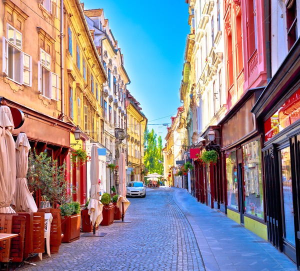Colorful old town street in Ljubljana Stock photo © xbrchx