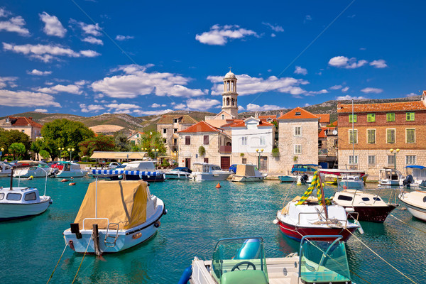 Kastel Novi turquoise harbor and historic architecture view Stock photo © xbrchx