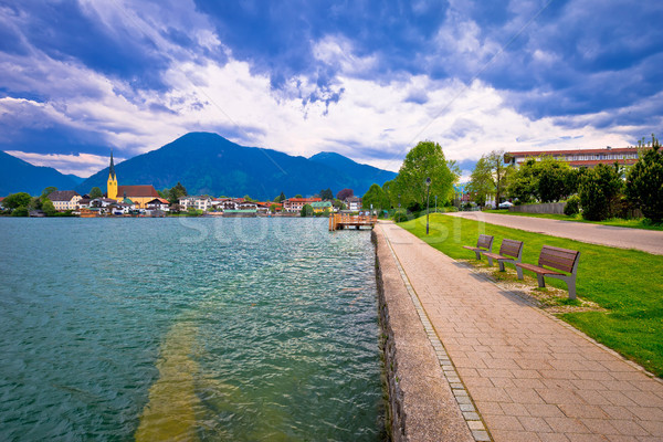 Idyllique lac village eau bâtiment paysage [[stock_photo]] © xbrchx