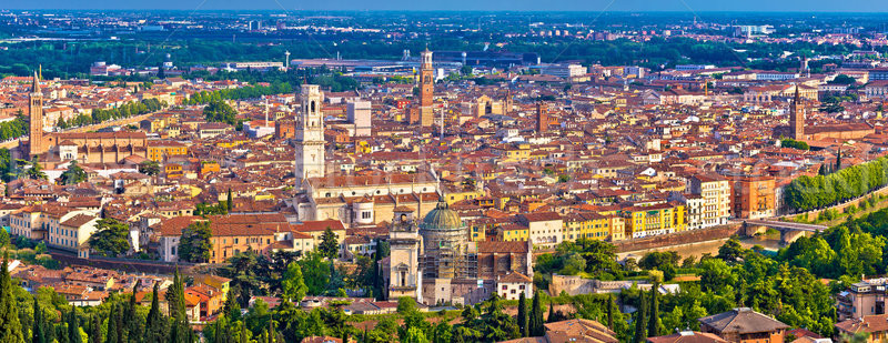 City of Verona old center and Adige river aerial panoramic view Stock photo © xbrchx