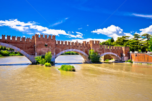 Castelvecchio Bridge on Adige river in Verona Stock photo © xbrchx