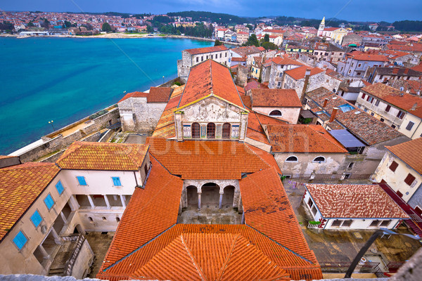 Euphrasian Basilica and town of Porec aerial view Stock photo © xbrchx