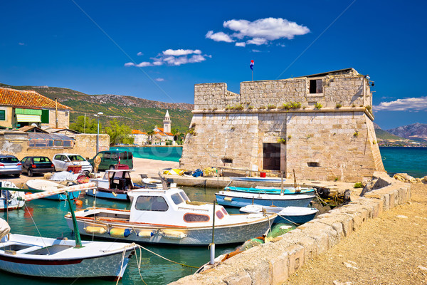 Kastel Stafilic landmarks and turquoise sea view Stock photo © xbrchx