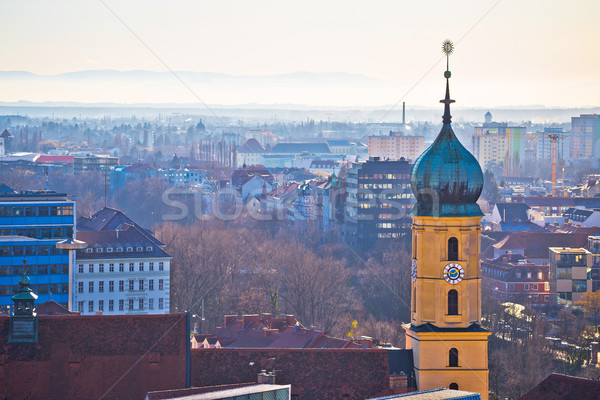 Graz miasta centrum widok z lotu ptaka region Austria Zdjęcia stock © xbrchx