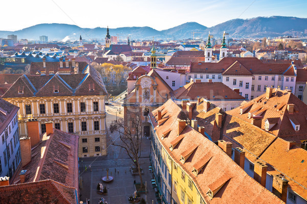 Graz miasta centrum widok z lotu ptaka region Austria Zdjęcia stock © xbrchx