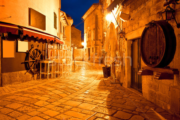 Adriatic town of Porec street evening view Stock photo © xbrchx