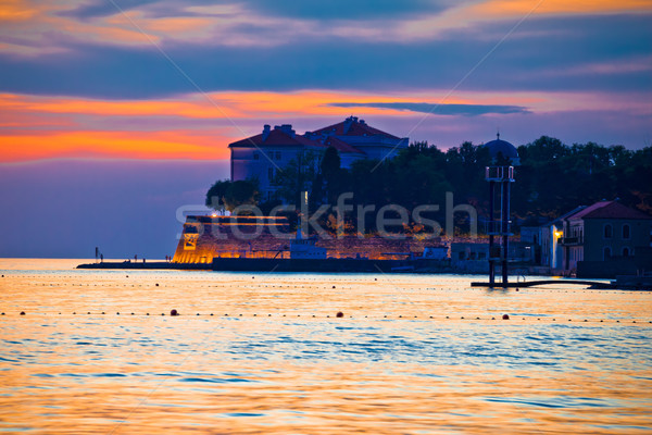 Zadar waterfront at golden sunset view Stock photo © xbrchx