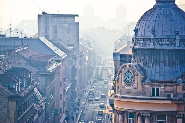 Busy Zagreb street in morning haze Stock photo © xbrchx