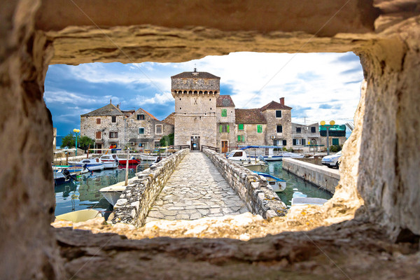 Foto stock: Piedra · ventana · vista · mar · verano · océano