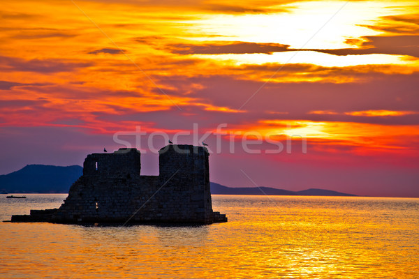 Stok fotoğraf: Eski · harabe · deniz · gün · batımı · görmek · bölge