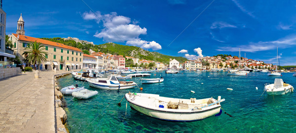 Coastal town of Hvar waterfront panorama Stock photo © xbrchx