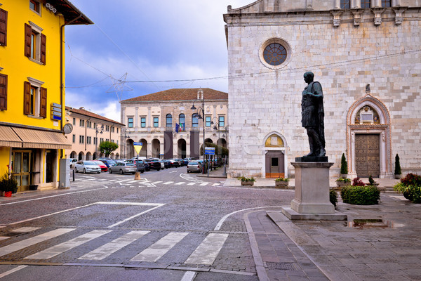Cividale del Friuli square and church view Stock photo © xbrchx