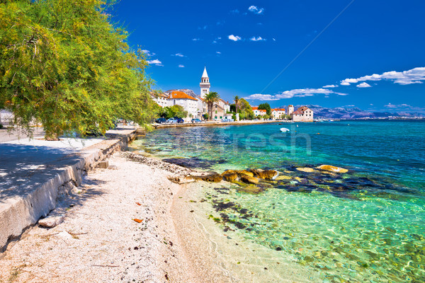 Kastel Stafilic landmarks and turquoise beach view Stock photo © xbrchx