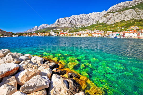 Makarska turquoise waterfront and Biokovo mountain view Stock photo © xbrchx